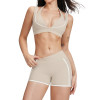 Contrast Trim Deep V Sports Bra & High-Waist Shorts Set (2-Piece)