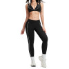 Contrast Trim Deep V Sports Bra & High-Waist Leggings Set (2-Piece)