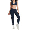 Contrast Trim Deep V Sports Bra & High-Waist Leggings Set (2-Piece)
