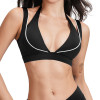 Contrast Trim Deep V Halter Sports Bra