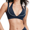 Contrast Trim Deep V Halter Sports Bra