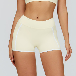 High-Waist Contrast Trim Workout Shorts (With Pockets)