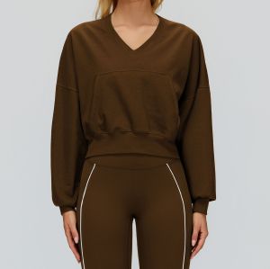 Relaxed V-Neck Sweatshirt | Drop Shoulder & Front Patch Pocket