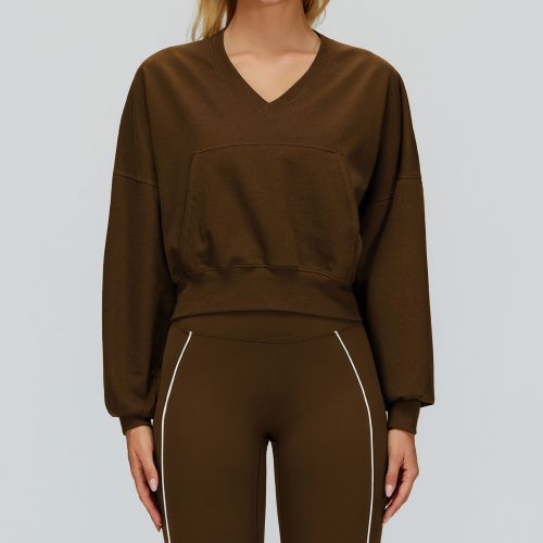 Relaxed V-Neck Sweatshirt | Drop Shoulder & Front Patch Pocket