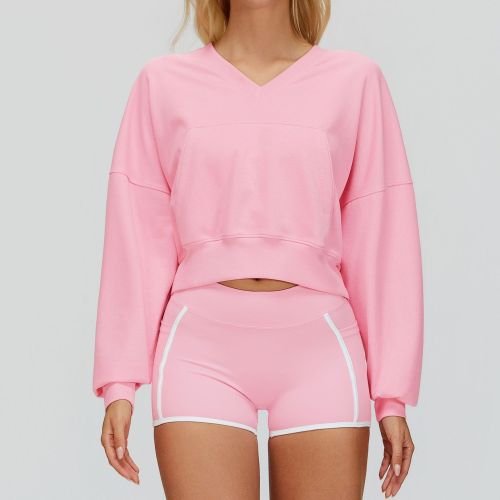 Relaxed V-Neck Sweatshirt | Drop Shoulder & Front Patch Pocket