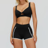 Customized Twist Front V-Neck Sports Bra with High-Waist Contrast Shorts Set | OEM and ODM Manufacturing for Activewear | Wholesale Solutions for Brands and Retailers