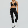 Twist Front V-Neck Sports Bra & High-Waist Piping Leggings Set