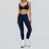 Twist Front V-Neck Sports Bra & High-Waist Piping Leggings Set