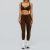 Twist Front V-Neck Sports Bra & High-Waist Piping Leggings Set
