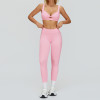 Twist Front V-Neck Sports Bra & High-Waist Piping Leggings Set
