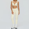 Twist Front V-Neck Sports Bra & High-Waist Piping Leggings Set