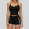 Strappy V-Neck Active Tank & High-Waist Contrast Shorts Set