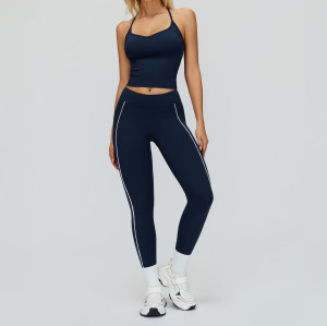 Strappy V-Neck Active Tank & High-Waist Sculpt Leggings Set