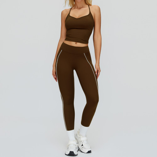 Strappy V-Neck Active Tank & High-Waist Sculpt Leggings Set