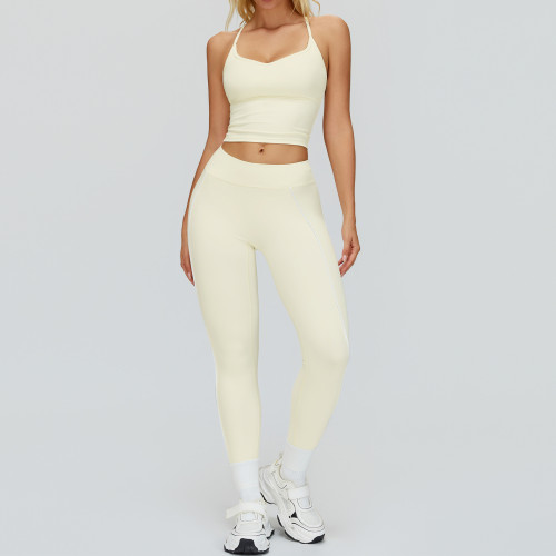 Strappy V-Neck Active Tank & High-Waist Sculpt Leggings Set