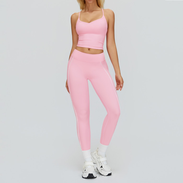 Strappy V-Neck Active Tank & High-Waist Sculpt Leggings Set