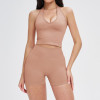 Halter V-Neck Cutout Tank & High-Waist Biker Short Set (2-Piece)