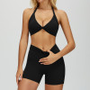 Halter Twist Bikini Top & High-Waist Shorts Set | Sculpt Fit