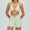 Halter Twist Bikini Top & High-Waist Shorts Set | Sculpt Fit