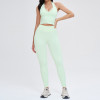Halter V-Neck Cutout Tank & High-Waist Legging Set (2-Piece)