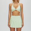 Halter Twist Bikini Top & High-Waist Pleated Skirt Set