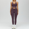 Halter V-Neck Crop Tank & Ruched High-Waist Leggings Set