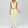 Halter V-Neck Crop Tank & Ruched High-Waist Leggings Set