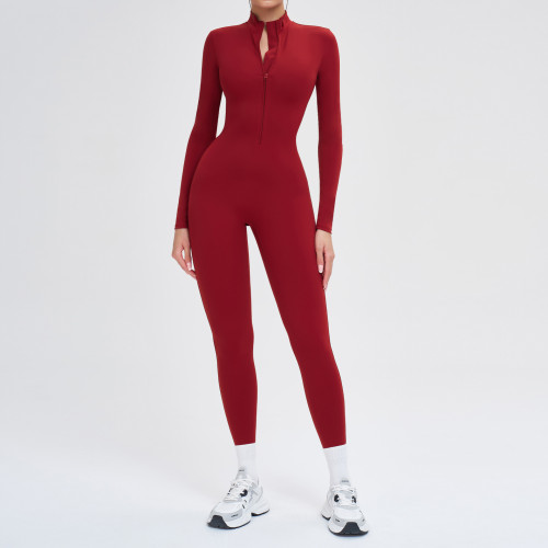 Long Sleeve Half-Zip Sculpting Yoga Jumpsuit