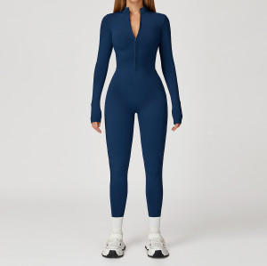 Long Sleeve Half-Zip Sculpting Yoga Jumpsuit