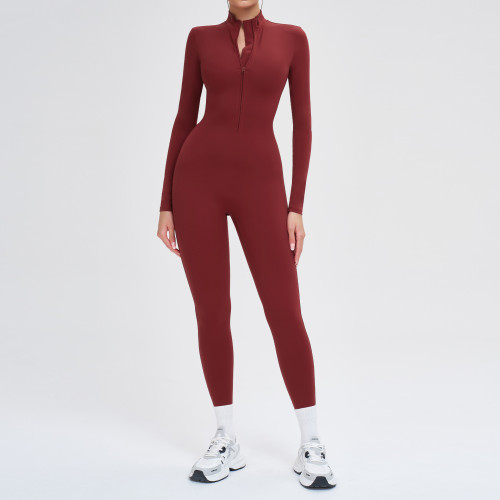 Long Sleeve Half-Zip Sculpting Yoga Jumpsuit
