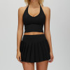 Halter V-Neck Crop Tank & Pleated Tennis Skirt Set