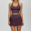 Halter V-Neck Crop Tank & Pleated Tennis Skirt Set