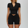 Zip-Neck Sculpt Tee & V-Waist Biker Short Set