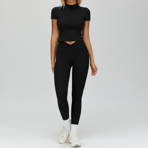 Zip-Neck Sculpt Tee & V-Waist Legging Set