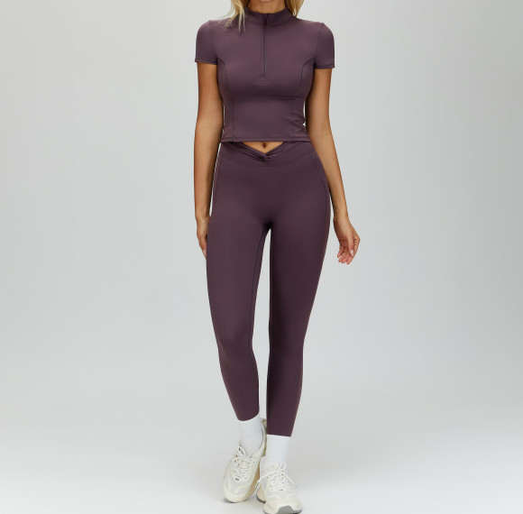 Zip-Neck Sculpt Tee & V-Waist Legging Set