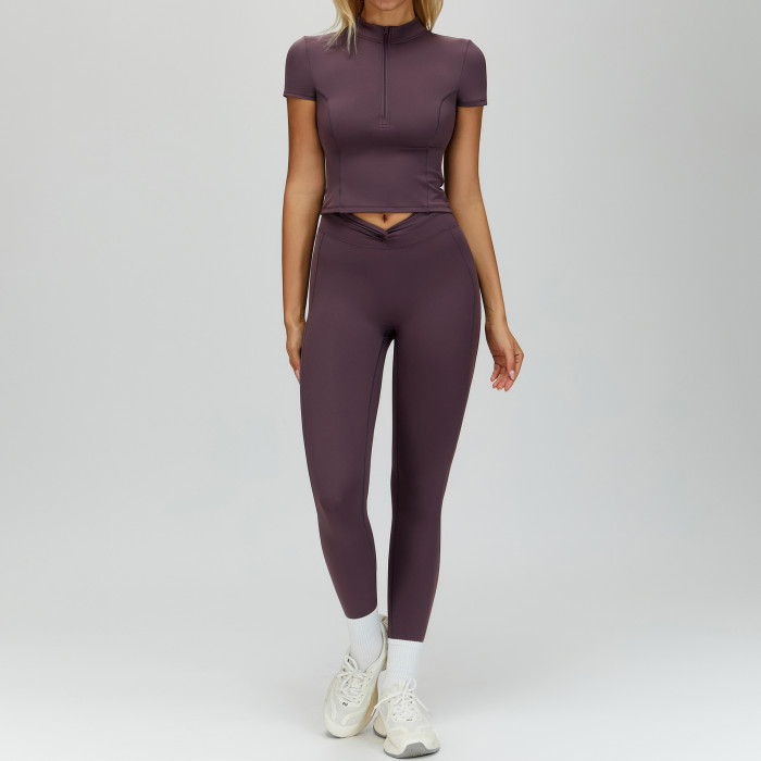 Zip-Neck Sculpt Tee & V-Waist Legging Set