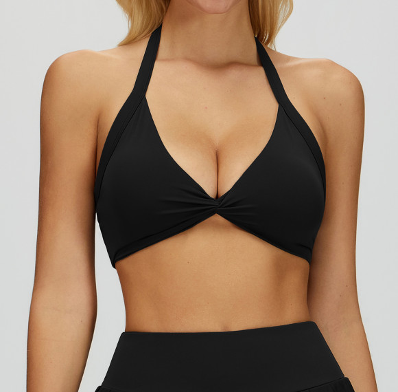 Twist-Front Halter Sport Bra