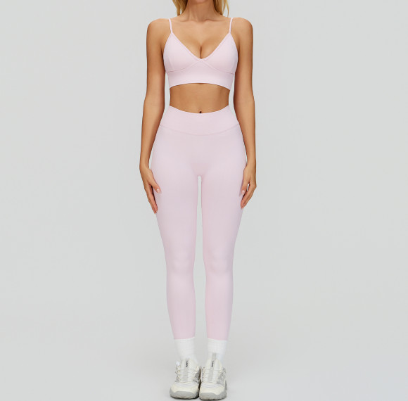 Seamless V-Neck Bra + High-Waist Leggings Set
