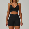 Seamless V-Neck Bra & High-Waist Biker Shorts Set