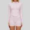 Seamless Zip-Up Long Sleeve Top & High-Waist Biker Shorts Set