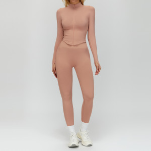 Zip-Up Long Sleeve Jacket & High-Waist Leggings Set