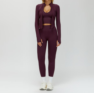 Zip-Up Training Jacket, Crop Tank & High-Waist Leggings 3-Piece Set