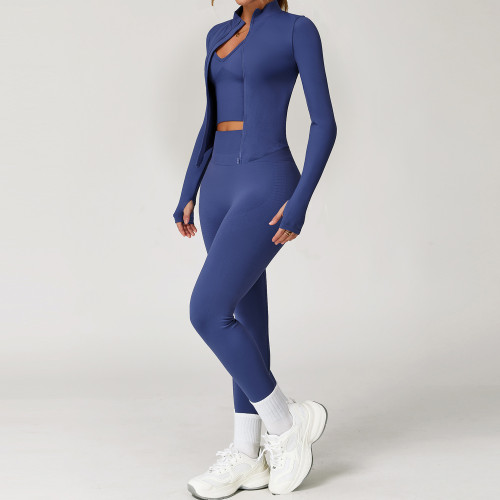 Zip-Up Training Jacket, Crop Tank & High-Waist Leggings 3-Piece Set