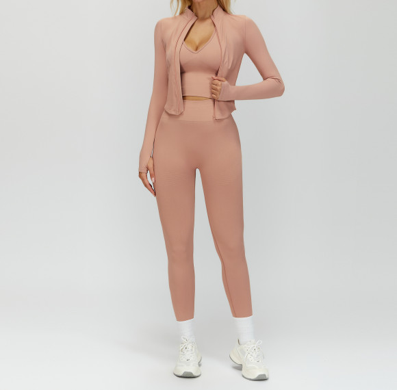 Zip-Up Training Jacket, Crop Tank & High-Waist Leggings 3-Piece Set