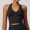 Seamless Halter V-Neck Yoga Crop Top