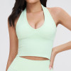 Seamless Halter V-Neck Yoga Crop Top