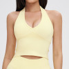 Seamless Halter V-Neck Yoga Crop Top
