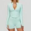 Seamless Zip-Front Sculpt Jacket & Biker Short Set