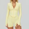 Seamless Zip-Front Sculpt Jacket & Biker Short Set