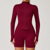 Seamless Zip-Front Sculpt Jacket & Biker Short Set